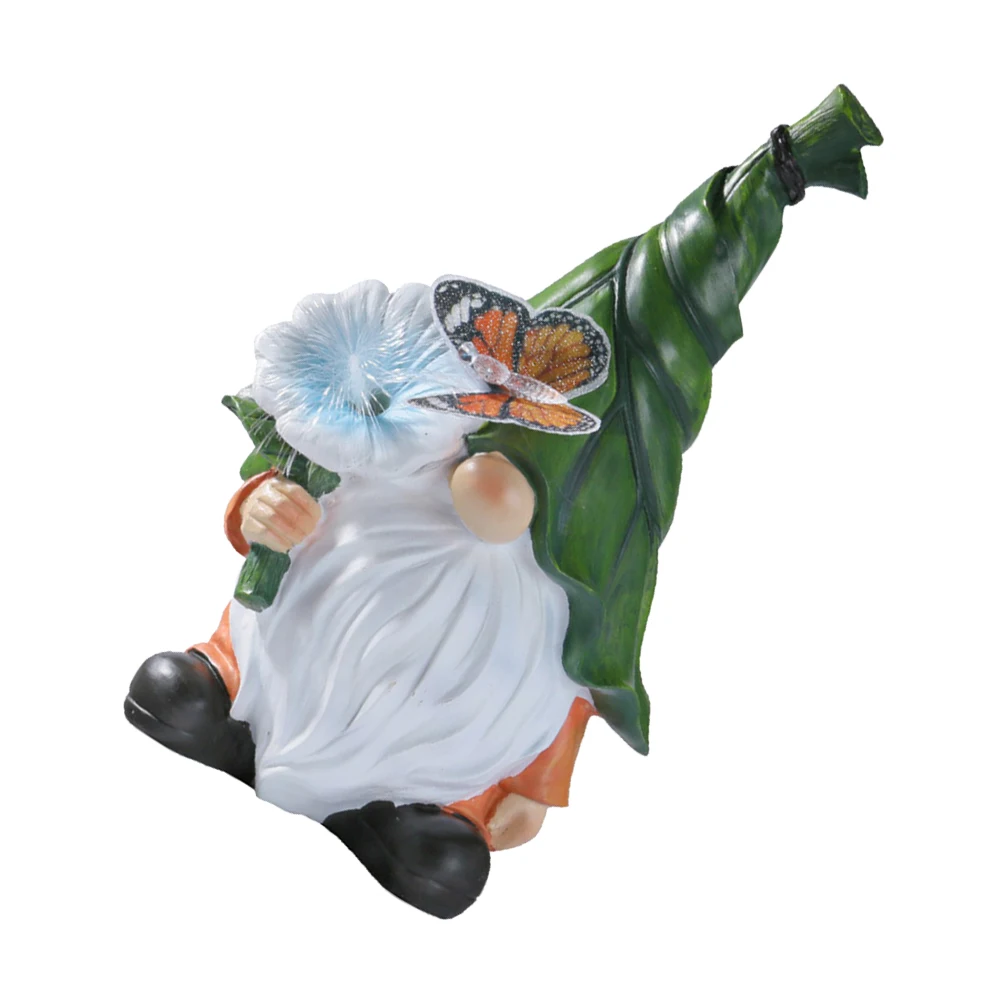

Resin Little Man Decor Solar Powered Garden Ornament for Yard Statue Elf Dwarf Adornment Lovely Design Fashionable Night Light