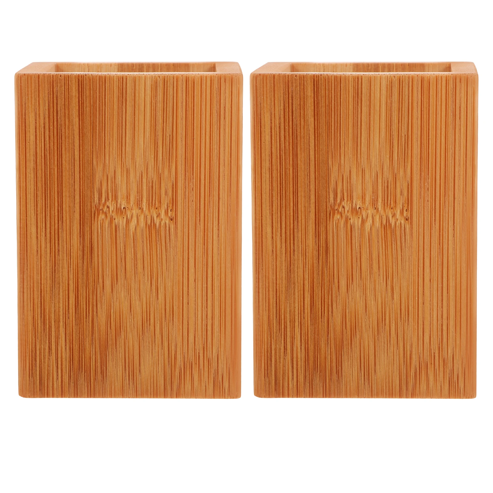 

2Pcs Bamboo Pen Holder Pot Stylish Desktop Organizer Pencil Container Pen Cup Stationery Holder Office Supplies