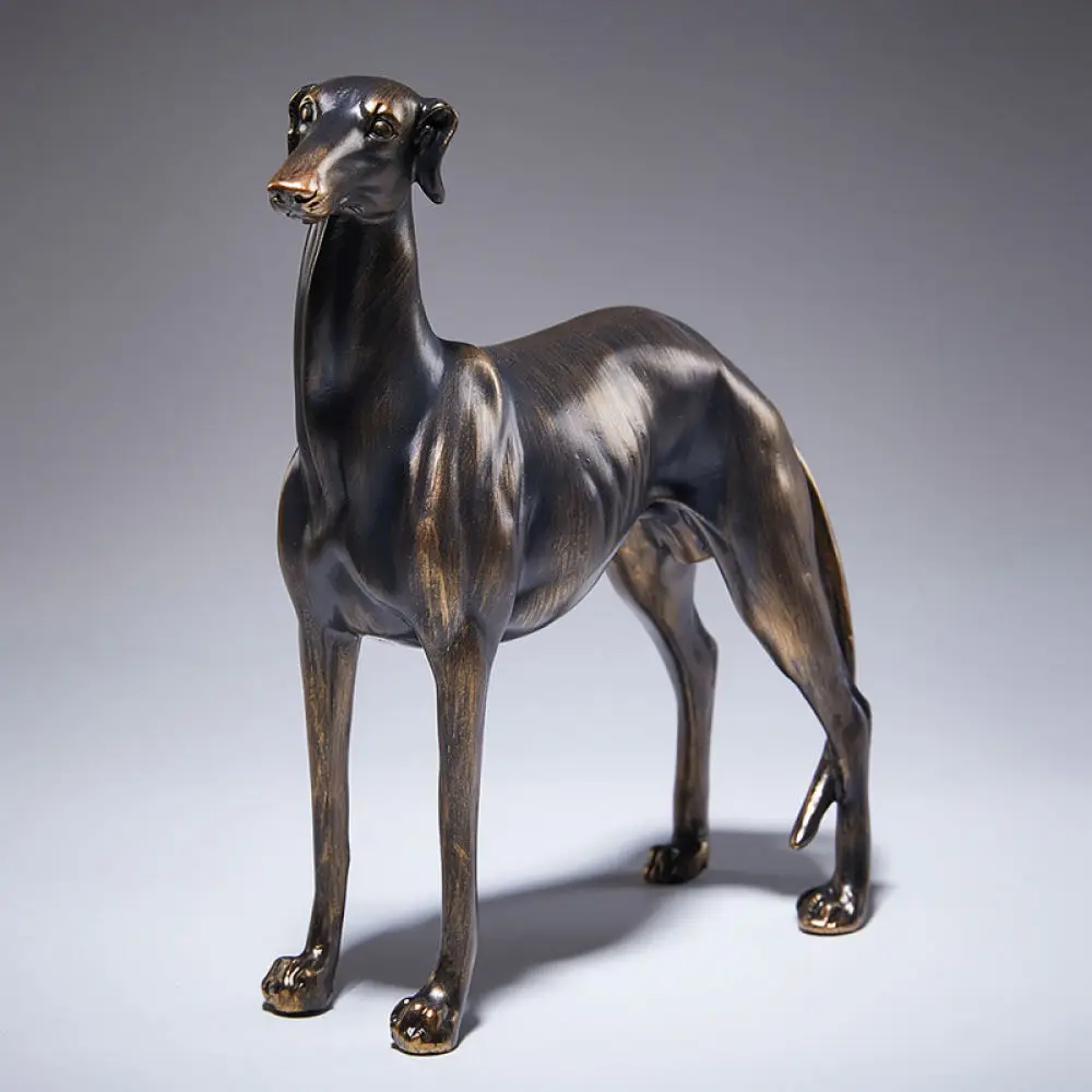 Elegant Animal Sculpture Resin Antique Bronze Greyhound Figurine Home Ornament For Living Room Office Desktop Decor