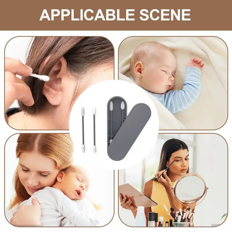 Cotton Swabs For Ears Thin Cotton Swabs BPA Safe Swabs Silicone Mini Reusable Extra Soft Q-tips Makeup Removal Toddler Women