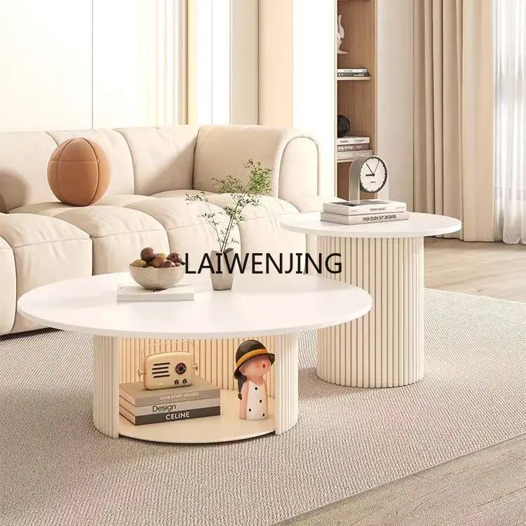 

SGF rock slab coffee table modern small apartment milk white living room round small coffee table