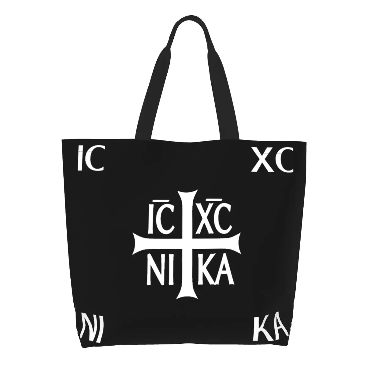 IC XC NIKA Cross Christian Orthodox Jesus Chris Shopping Tote Bag Canvas Shoulder Bags Shopper Grocery Handbag for Women
