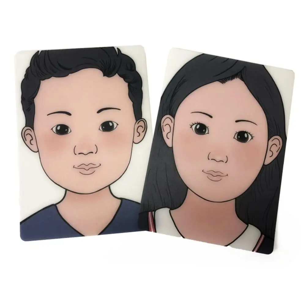 แผ่นฝึกแต่งหน้าแบบใช้ซ้ำได้สำหรับผู้เริ่มต้น ระดับมือใหม่  แผ่นฝึกวาดบนใบหน้า  วัสดุพลาสติกสำหรับฝึกเพ้นท์ร่างกาย