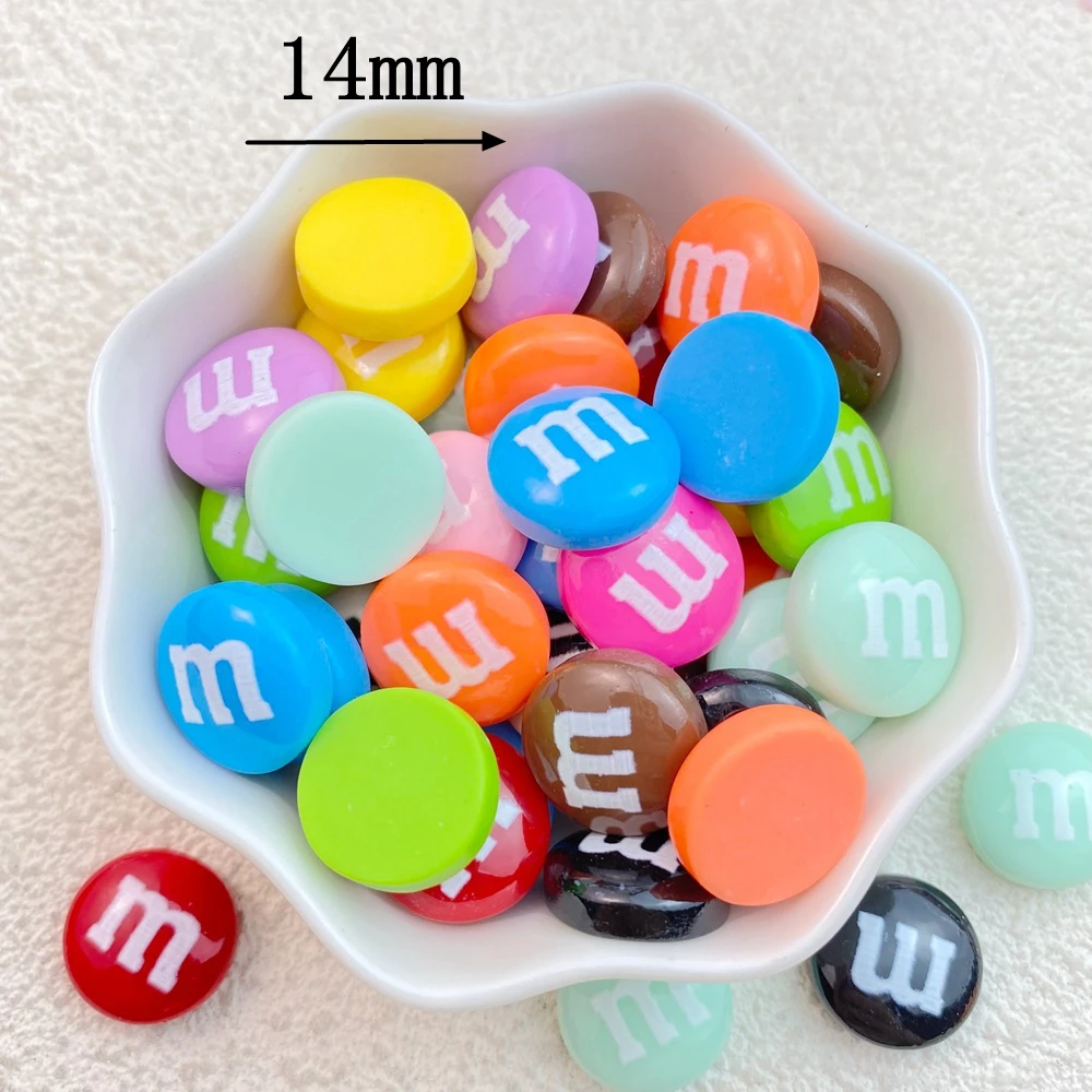 20Pcs New Cute Resin Cartoon Circular Letter M Flat Back Home Decor Ornament Jewelry Making   Accessories