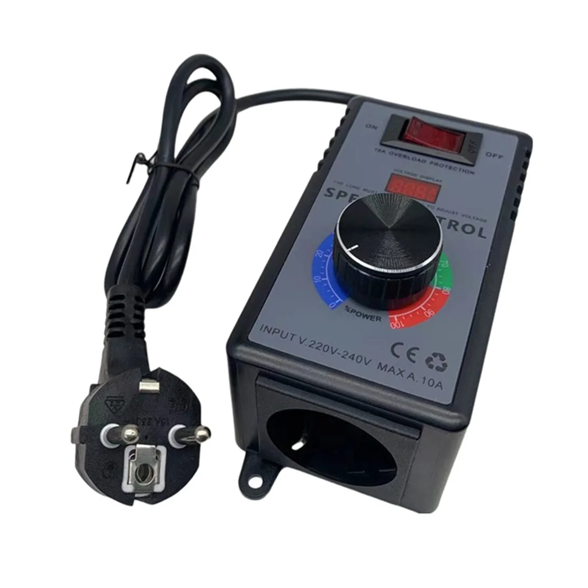 Top A572I AC Motor Speed Controller 220V AC EU Input Variable Fan Speed Regulator with Overload Protection,EU Plug