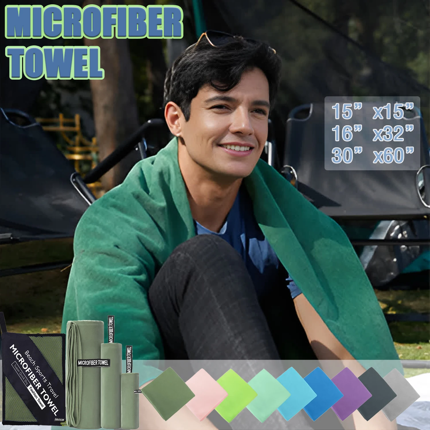 

3 шт. полотенце для кемпинга на открытом воздухе, для путешествий, пешего туризма, пляжа, фитнеса, тренажерного зала, быстросохнущее, ультра высокое качество, впитывающее