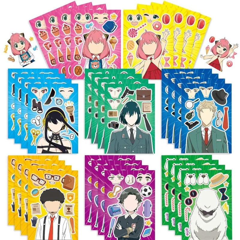 

SPY×FAMILY Anya Forger Loid Forger Anime Peripherals, Cartoon Puzzle Stickers, Creative Face Swap, Educational Toys for Kids