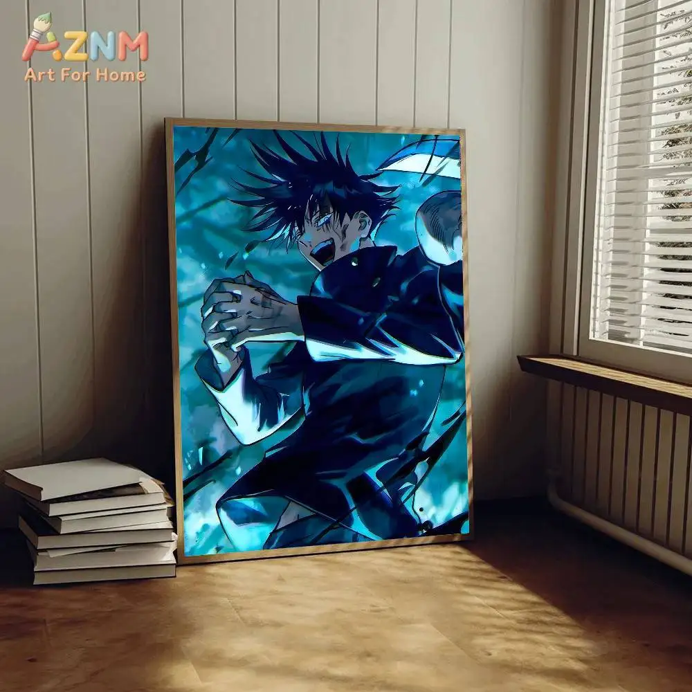 AZNM Jujutsu Kaisen Fushiguro Megumi Anime Canvas Print Unframed Wall Painting Ten Shadows Technique Manga Poster Bedroom Home D