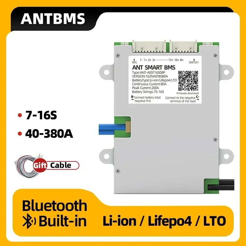 

Ant BMS 7S~16S Li-Ion LiFePo4 LTO 18650 Battery SMART BMS High precision 40A 80A 180A 325A 600A 950A Built-in Bluetooth Balance