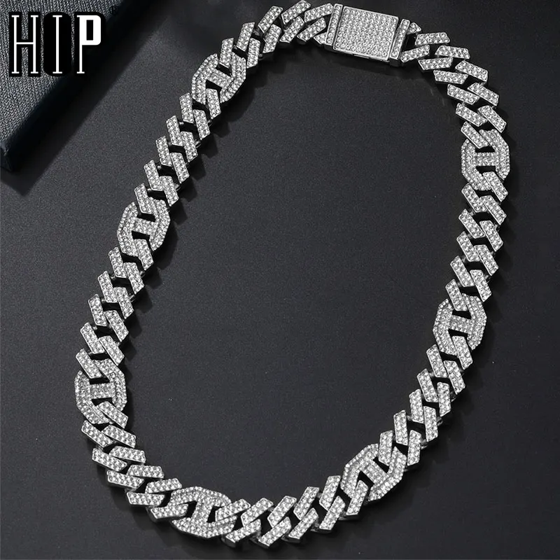 HIP HOP 14MM Cuban Link Chain 2Row Iced Out Rapper Heavy Necklaces For Men Women Choker Jewelry