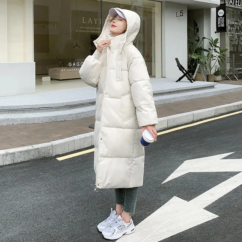 2024 New Winter Women Parka Hooded Jackets Thicken Warm Cotton-padded Puffer Coats Casual Long Clothes Loose Outerwear