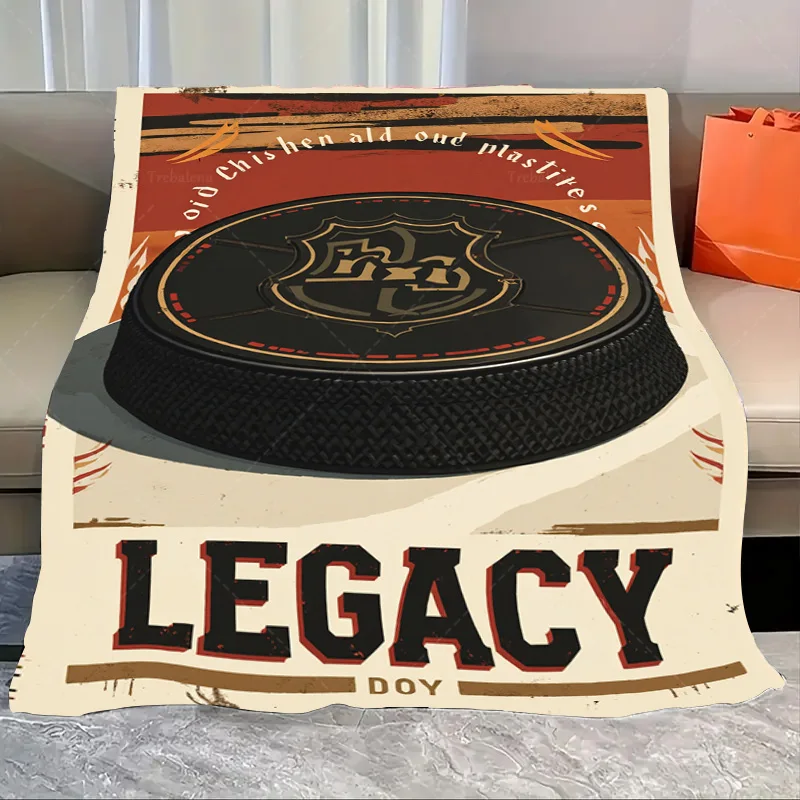 

1 шт. фланелевое одеяло «Винтажное одеяло с хоккейной шайбой «Legacy» — подарок для спортивного фаната»