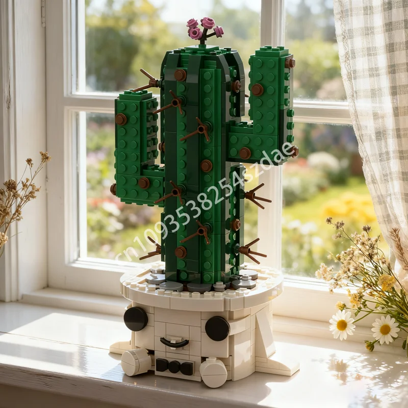 

539 шт. MOC улыбающийся цветочный горшок, создатель модели, строительные блоки, рождественские подарки, архитектура, сборка, идея «сделай сам», игрушка, образование для детей