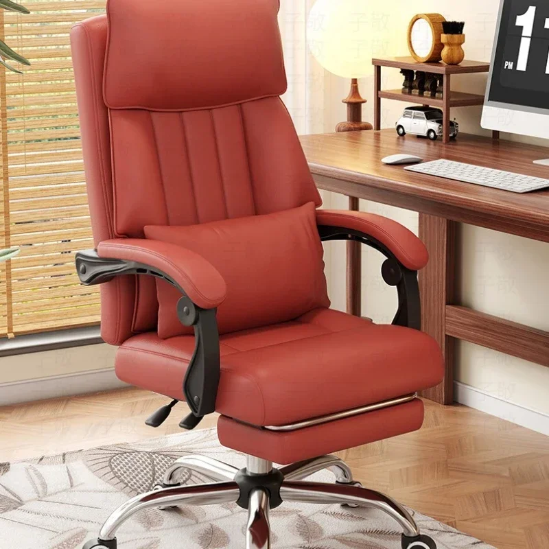 Modern Office chair Computer chair Household waist support can lie down Leather boss chair Ergonomic backrest E-sports chair