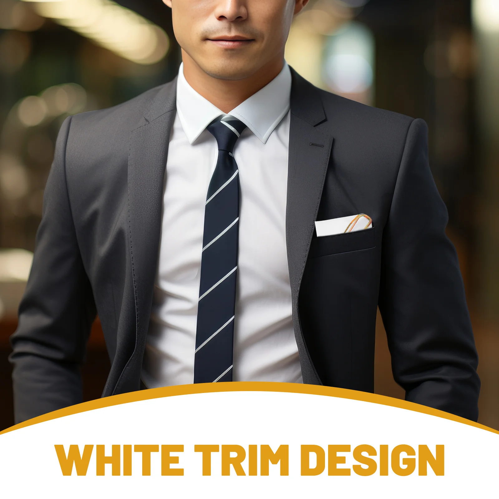 White Pocket Square for Men Classic Decorative Suit Handkerchief Business Wedding Graduation Formal Occasion Accessory