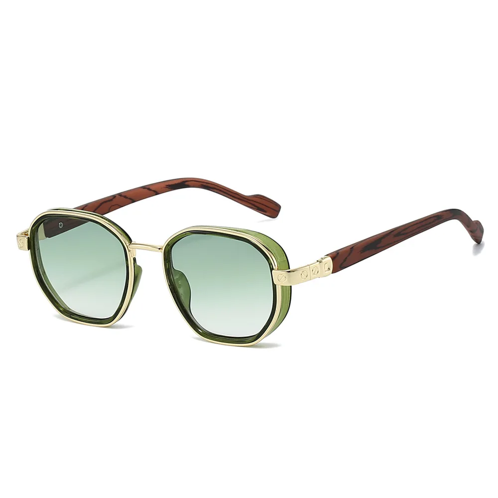 

New Retro Round Gradient Women Sunglasses 2025 Personality Brand Wood Grain Temple Design Simple Classic Trend Men Glasses UV400