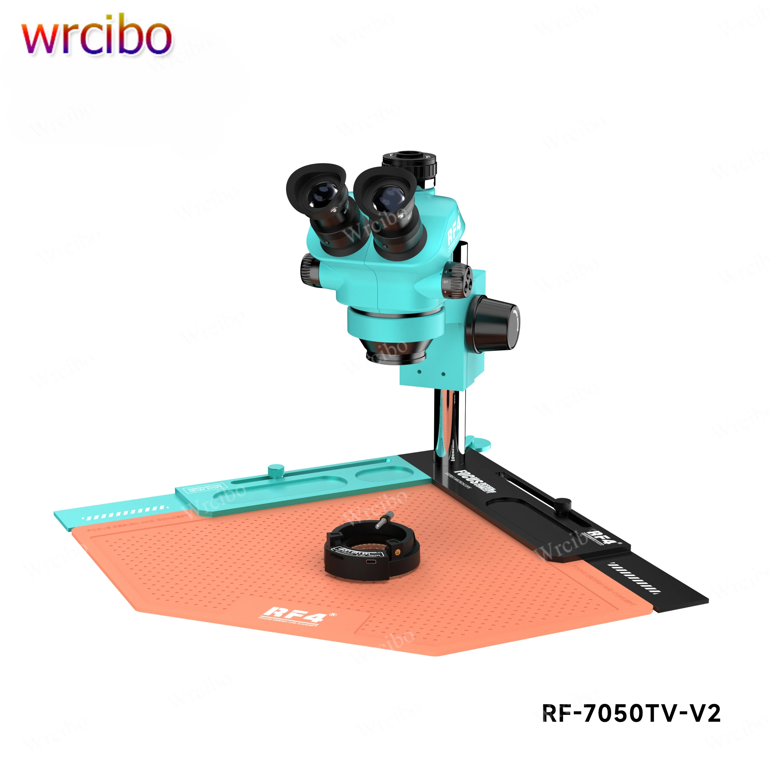 

Тринокулярный стереомикроскоп RF4 RF-7050TV-V2 с 7-кратным зумом со светодиодной подсветкой и рабочим ковриком RF-V2 для ремонта печатных плат телефона, инструмент для пайки