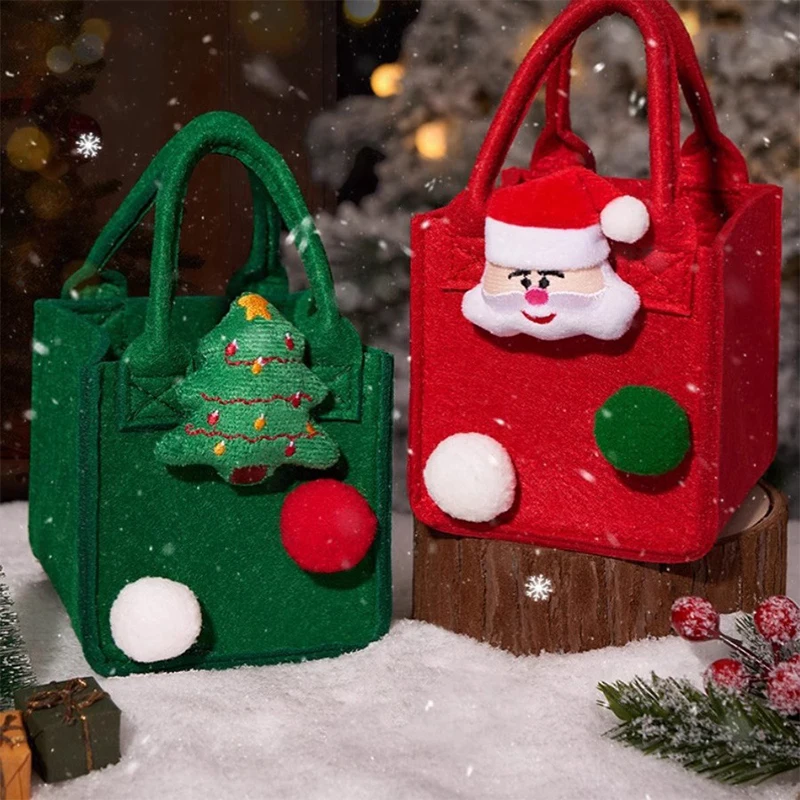 

Creative Portable Christmas Gift Bags Felt Material Gift Bags Candy Packaging Bag Exquisite Small Hand-held Christmas Bags