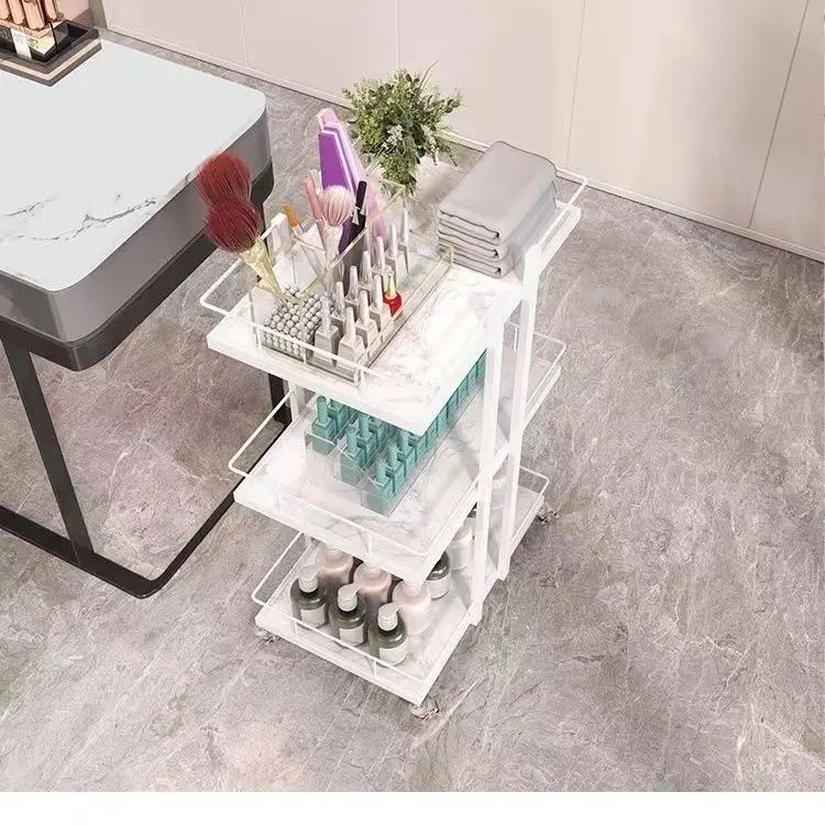 

Beauty Salon Dedicated Small Cart Light Luxury 3-layer Mobile Push-pull High-end Cart Nail Salon Bedroom Durable Kitchen Islands