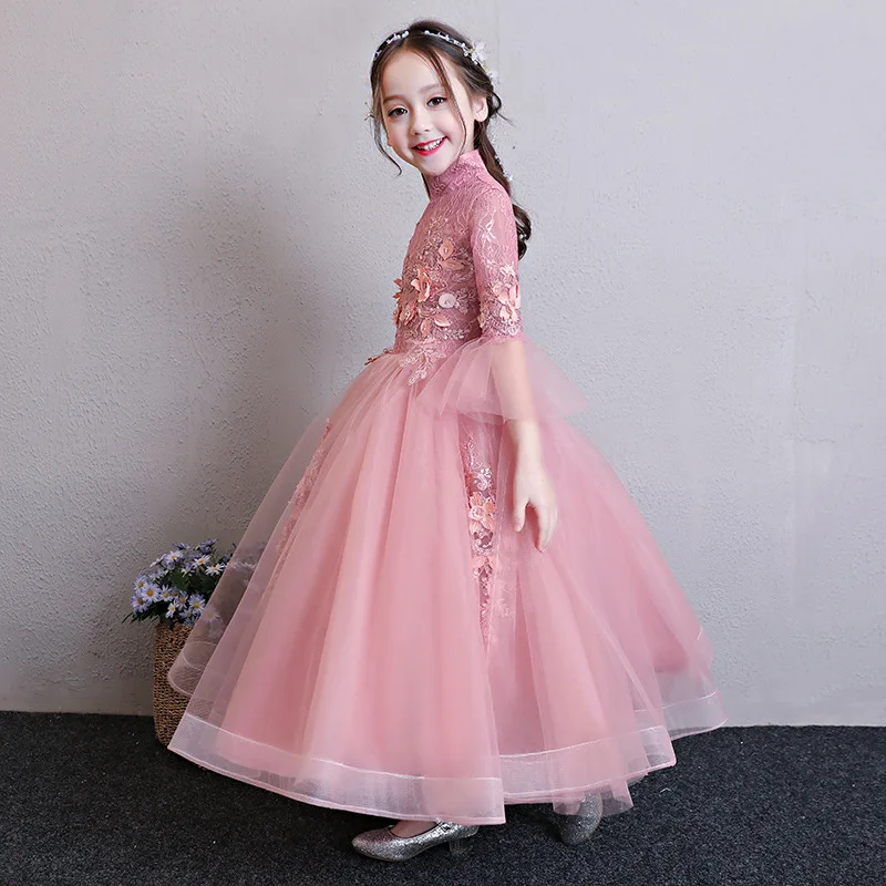 Girls Dress Long Bridesmaid Kids Dresses For Girls Appliques Christmas Princess Birthday Party Wedding Dress Communion Vestido