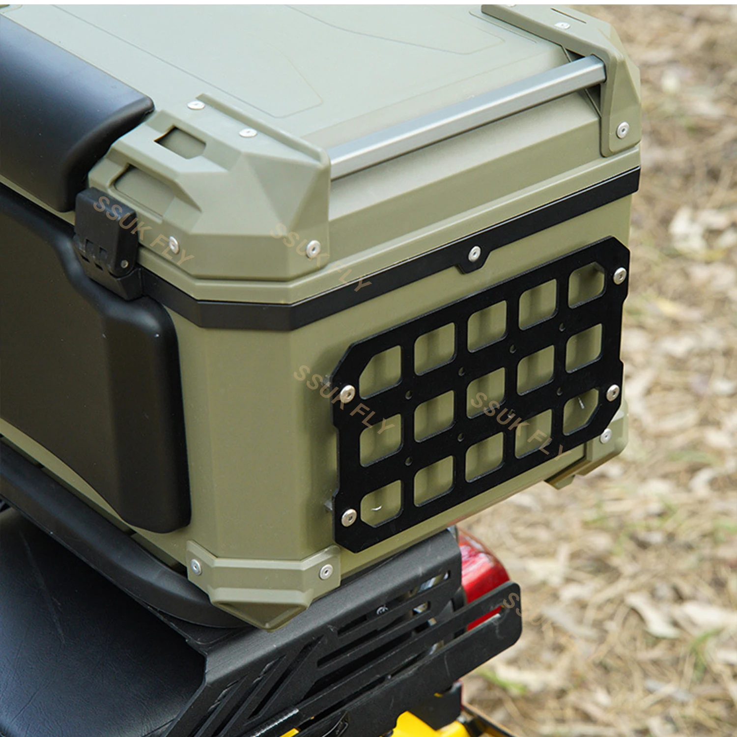Motorcycle Top Case Molle Panel For Trunk Storage Aluminum Alloy Waterproof Tactical /Universal Side Box Modular Organizer