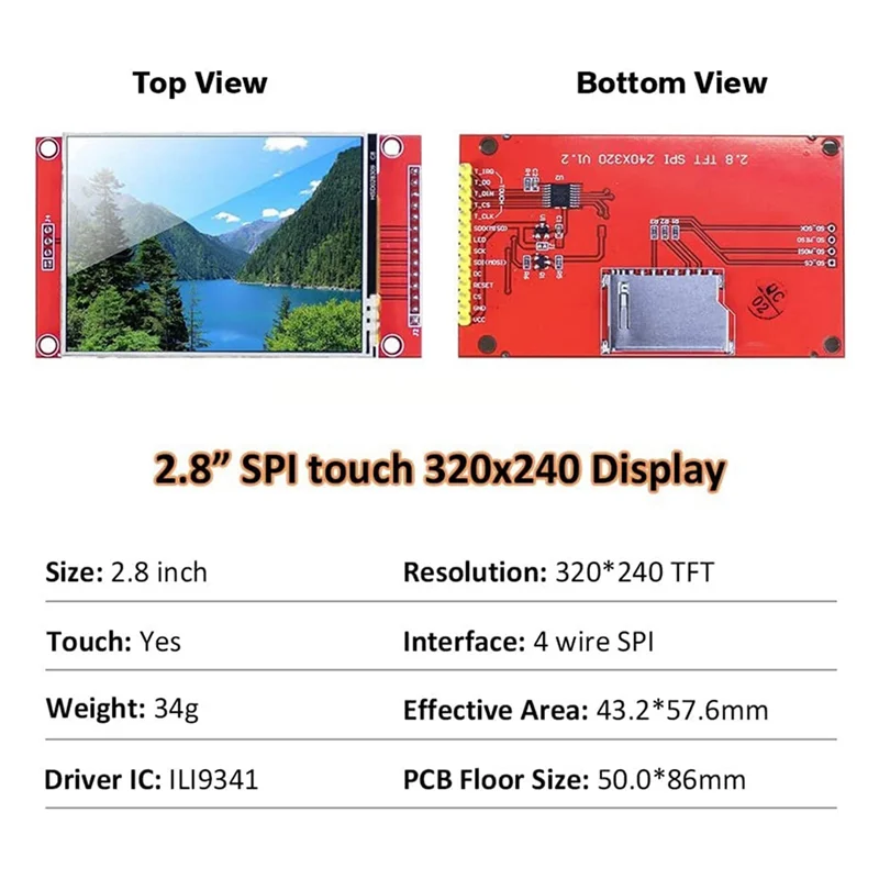5X 2.8 Inch 240X320 SPI TFT LCD Display Module SPI Serial Port 51 Drive ILI9341V LCD Serial Port STM32 Drive Display-ABJU