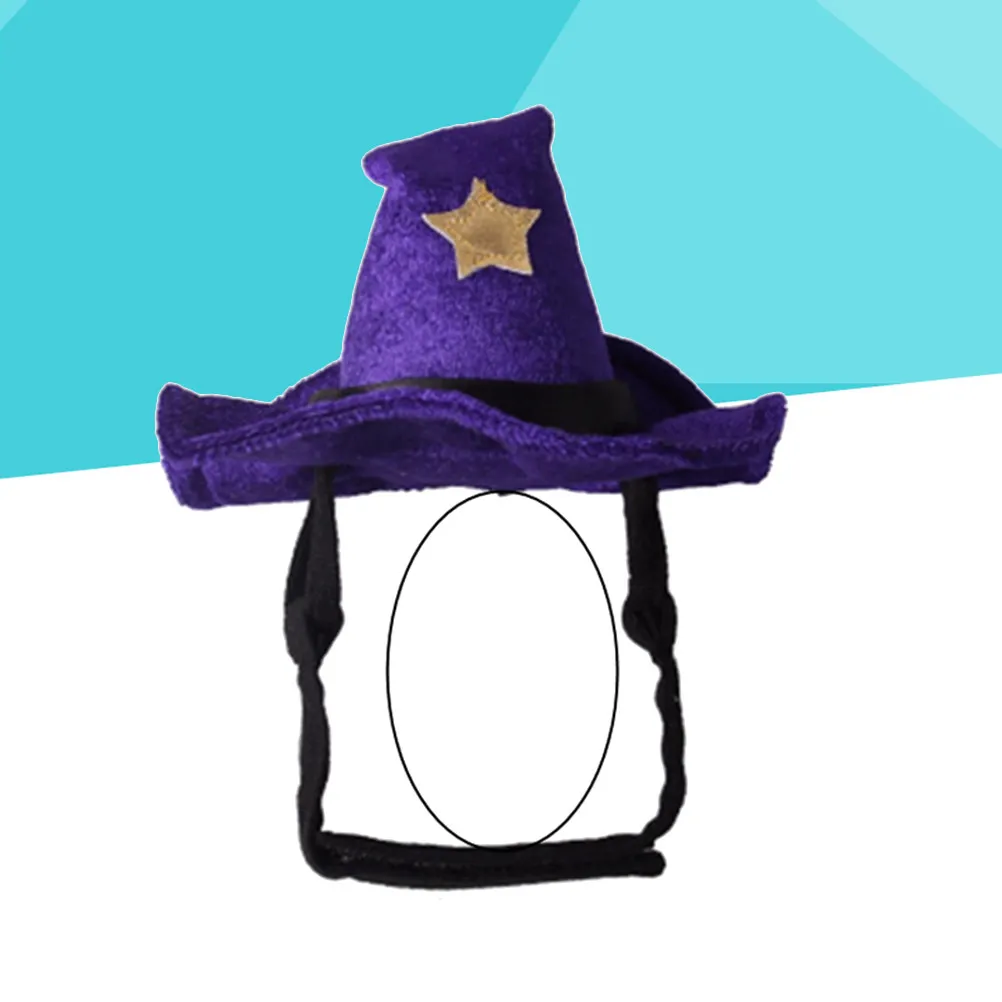 Pet Witch Hat Halloween Festival Lightweight Purple Flocking Party Headwear Masquerade Cosplay Performance Show
