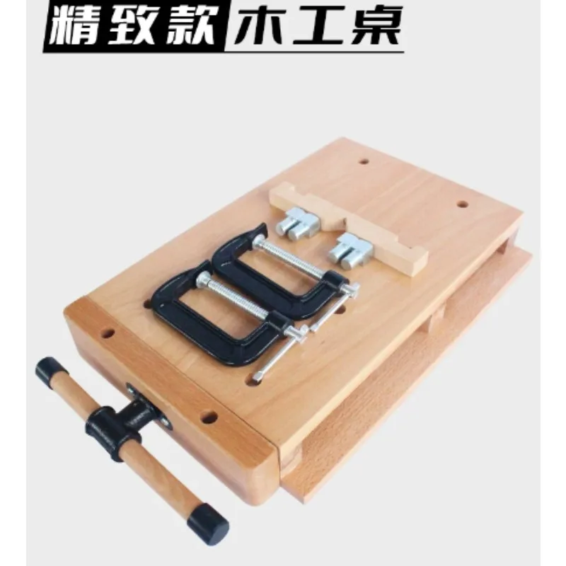 Small Solid Beech Wood Workbench Desktop Woodworking Operation Table Household Multifunctional Craft Work Bench