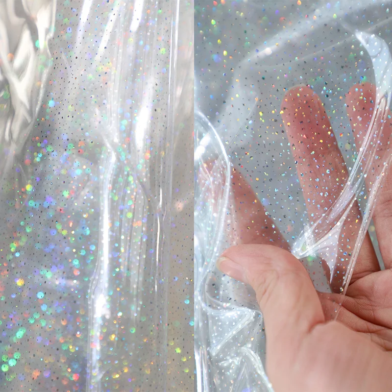 Transparent TPU Colorful Laser Starry Sky Clothing Bag Waterproof Fabric Designer Fabric Shooting Scene Props