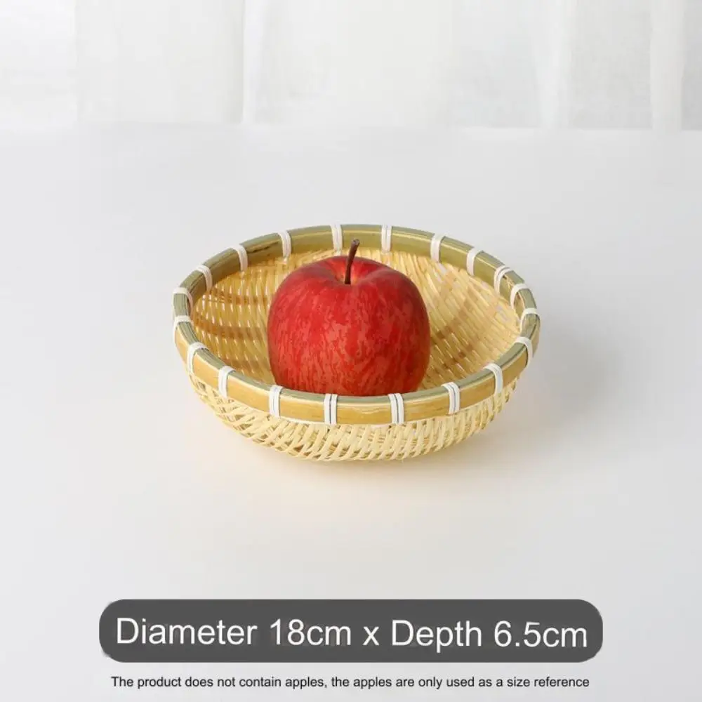 Natürlicher runder Obsts nackkorb pastoraler Stil exquisiter Aufbewahrung skorb handgemachter Bambus korb