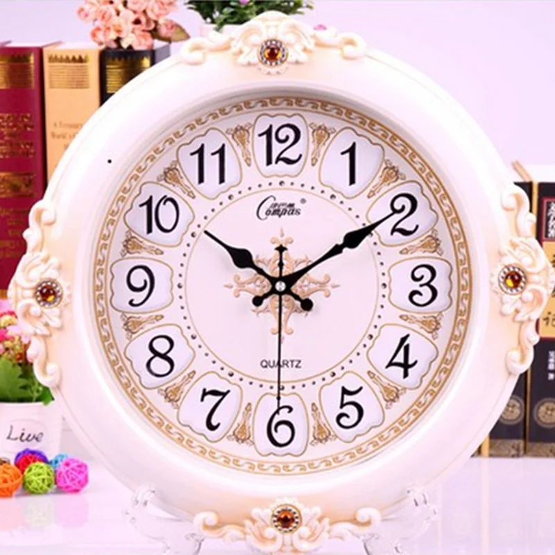 Mute European Style Clock Wall Clock Living Room Bedroom Fashion Creative Large Wall Watch Modern Quartz Clock  Shabby Chic