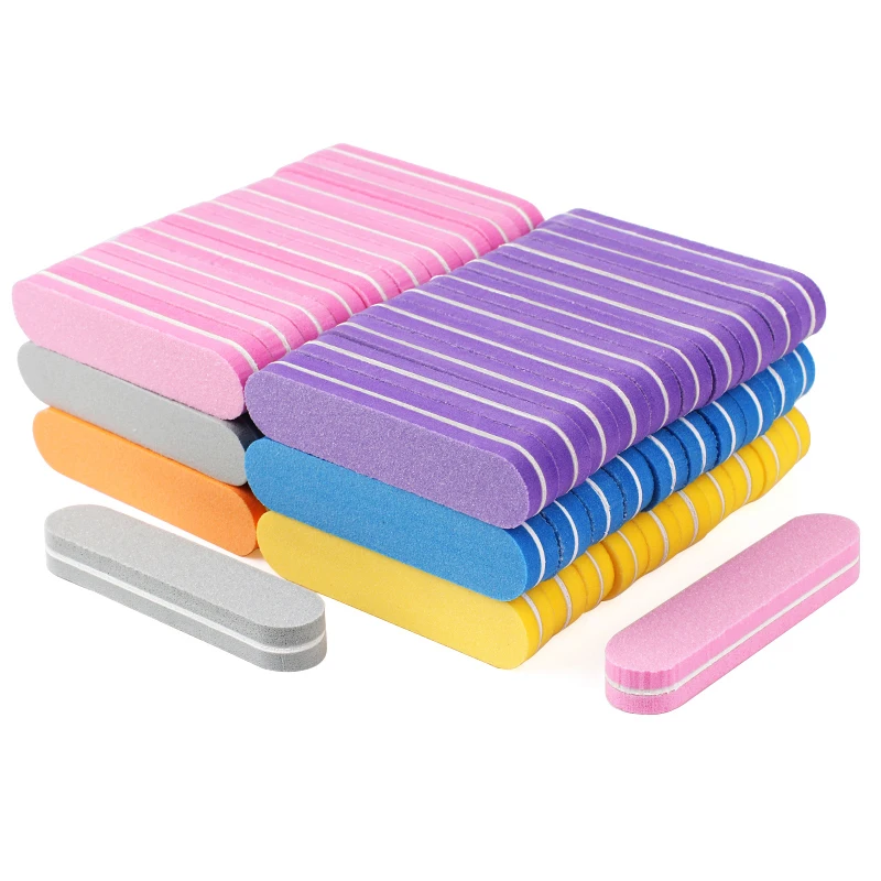 Mini Sponge Nail Buffer Block 10/20/50Pcs Double Sided 100/180 Grit 9*2cm Sanding Block Portable Nail File  Manicure Supplies