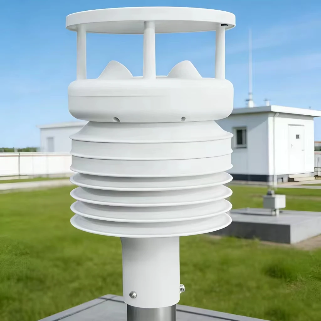 

2026 WMO Smart Ultrasonic Wind Speed Direction Air Temperature Humidity Pressure Noise Outdoor Compact Weather Station Monitorin