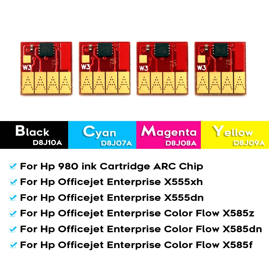 970 971 XL New Upated Version Auto Reset ARC Chips For HP Officejet Pro X451 X551 X476 X576 Printers For HP 970XL 971XL Ciss