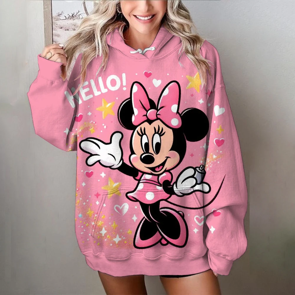 Sweater hoodie wanita, baju sweater hoodie anime wanita, sweater hoodie Amerika musim gugur, sweater Disney wanita, sweater hoodie kartun, untuk wanita