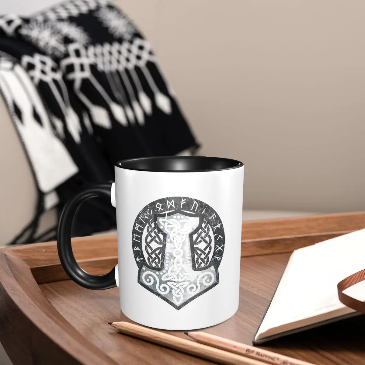 Mjolnir The Hammer Of Thor And Tree Of Life Norse Viking God Mug Ceramic Coffee Cups Tea Mugs Milk Cup Drinkware Gift For Unisex