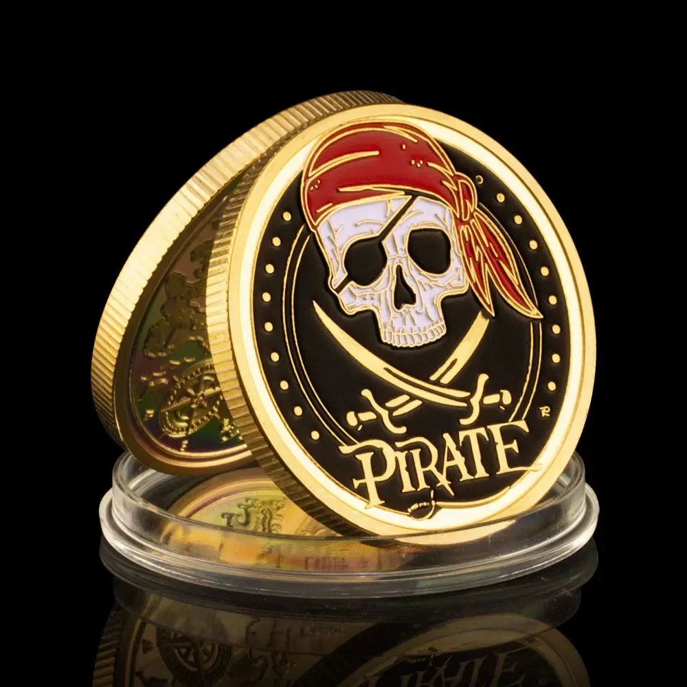 Pirate Treasure Map Souvenirs Coins Lucky Coin Gold Plated Commemorative Coin Home Decorations