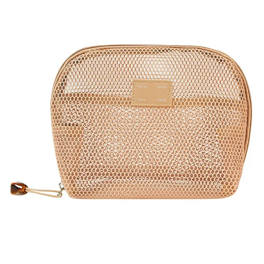 Convenient Solid Color Mesh Cosmetic Bag Zipper Bags S/M/L Makeup Pouch Dust-proof Visibility Toiletry Storage Bag Jewelry