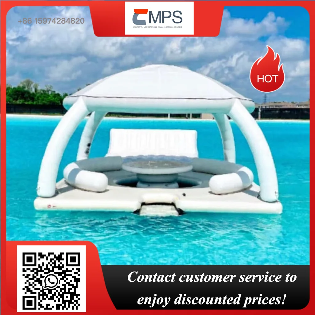 Multi-Functional Inflatable Leisure Tent with Bar Table Sunshade Floating Platform Floating Bed for Swimming Pool Yacht Matching