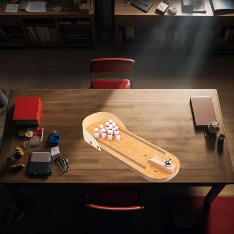 

Mini Bowling 3-Piece Set Desktop Game for Autumn/Winter Indoor Sports Fun Family Competition Small Size Bowling Set