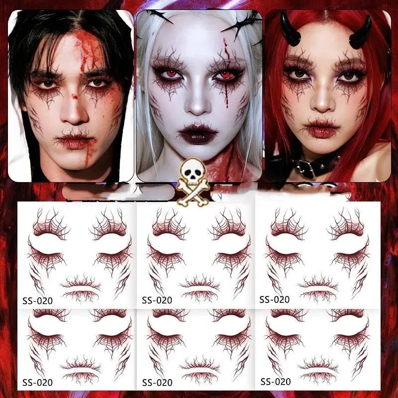 1/4/6 Stück, temporäre Tattoos mit Adernmuster für Halloween-Partys, wasserfeste, aderartige Tattoo-Aufkleber für Körperkunst, für Damen und Herren, für Augenbrauen und Gesicht. – Detail 7