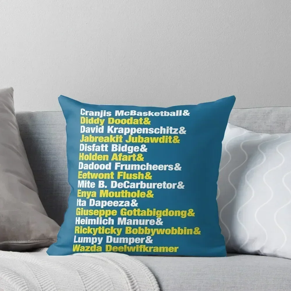 

Impractical Jokers Name Game List Throw Pillow Pillowcase Cushion autumn pillowcase Pillow Decor Luxury Pillow Cover
