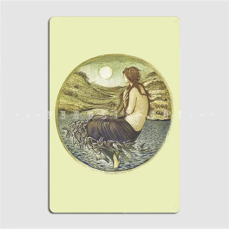 Sir Edward Burne Jones Venus Looking Glass of The Flower Book 1905, placa de Metal, póster de cueva de pared, placas de estaño