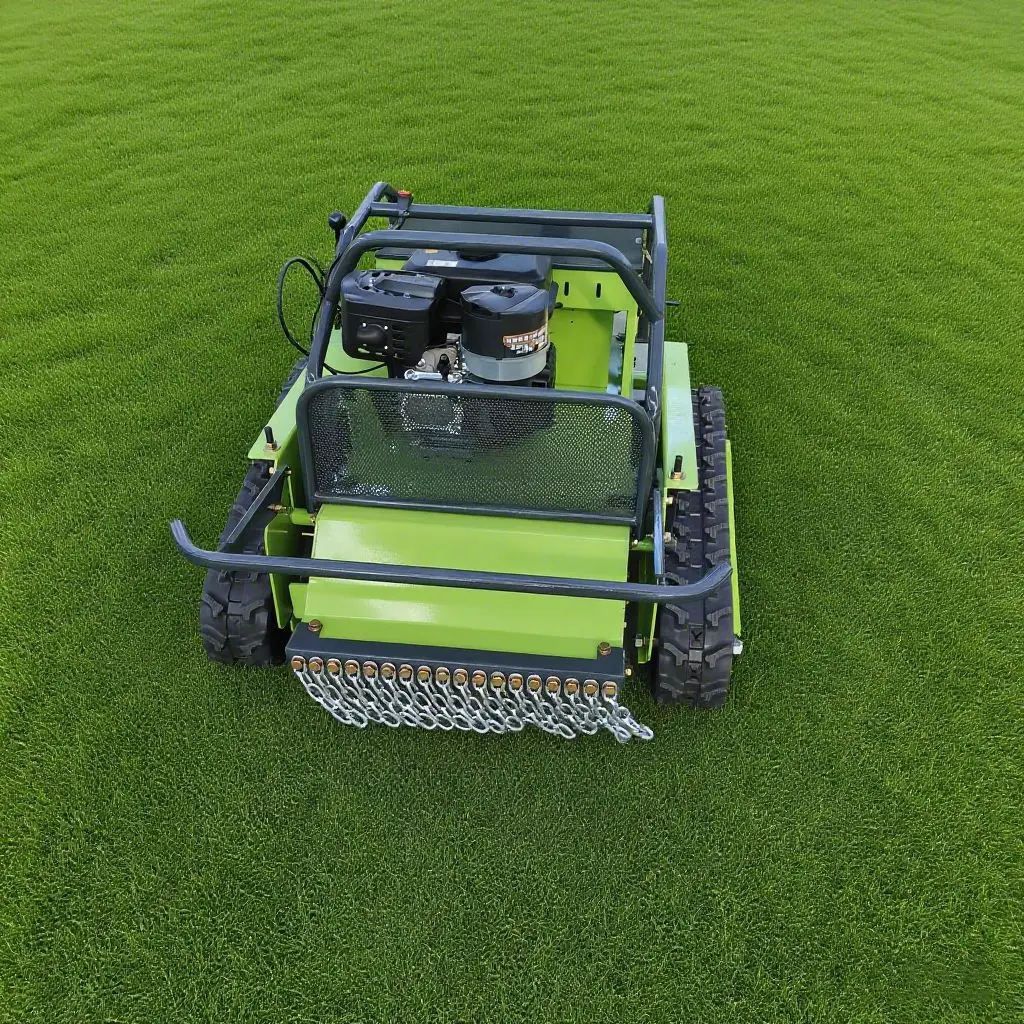 2026 New Remote‑Control Crawler Flail Mower, Oil‑Electric Hybrid Agricultural Lawn Mower with Multi‑Directional Throwing Blade