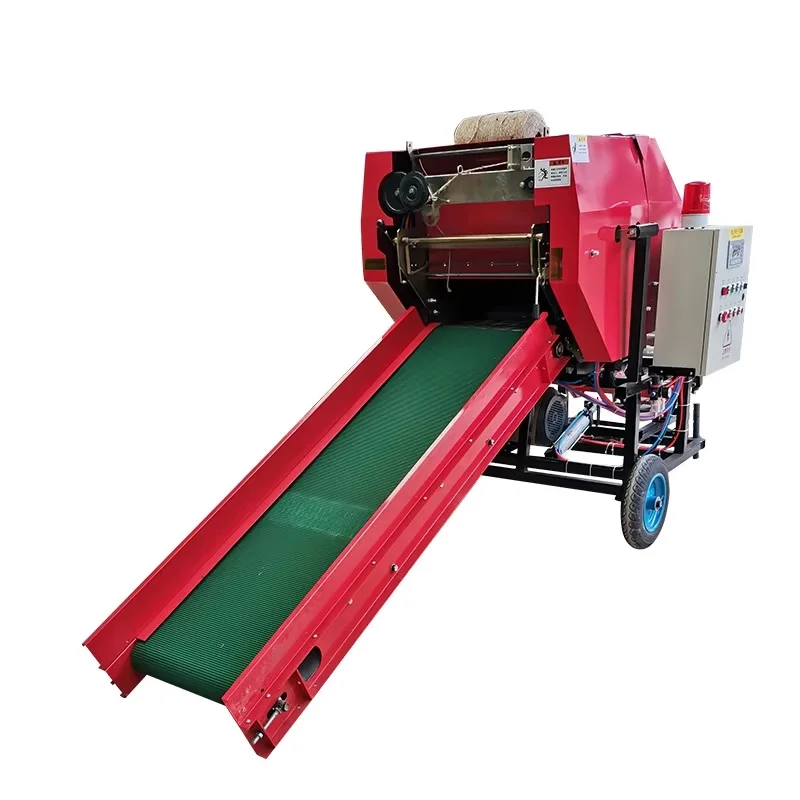 Fully Automatic 380V Grass Silage baler agricultural corn stalk forage silage crusher automatic baling and wrapping machine