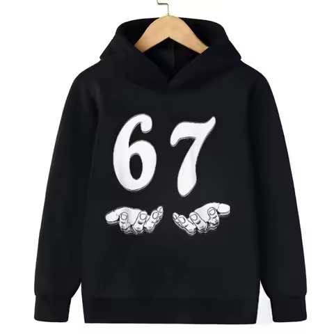 Viral 67 Kids Hooded Sweatshirt Funny Internet Slogan Fashionable Casual Sport Children Hoodie Comfortable Boy Girl Sweatshirt