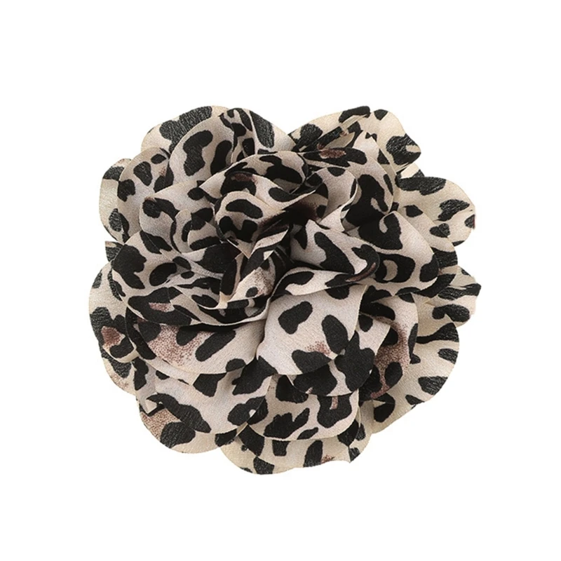 Vintage Leopard Print Camellia Hair Claw Clip Fashion Accessory for Women