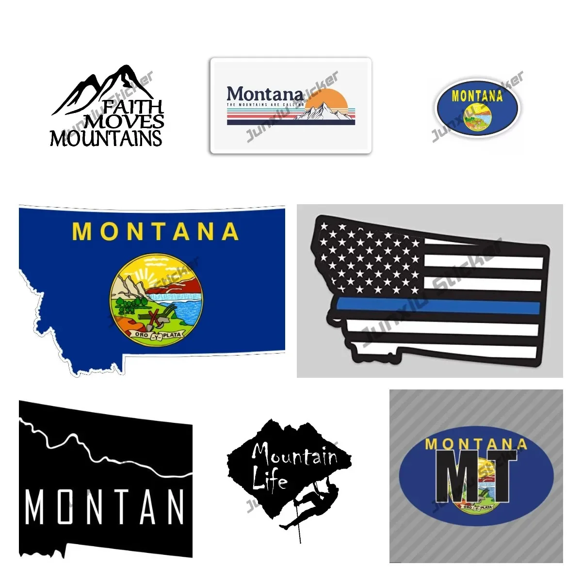 

Тонкая виниловая наклейка с американским флагом штата Монтана, тонкая синяя линия, наклейка для кемпера, бампера, Виниловая наклейка из ПВХ