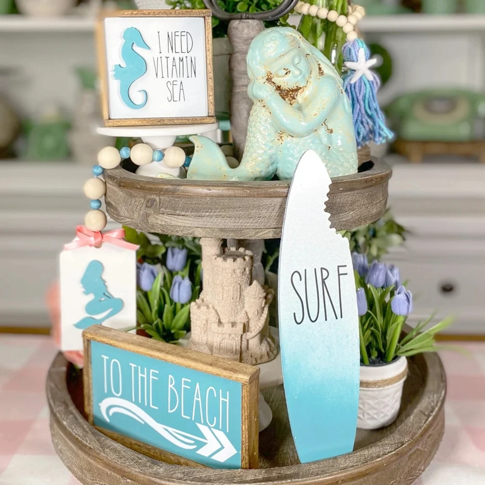 Mermaid Beach Seahorse Layered Tray Decorated With Smooth And Comfortable Decorations Without Deforming The Holiday Atmosphere