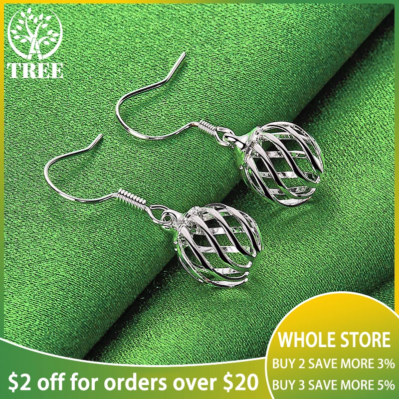 

ALITREE 925 Sterling Silver Spiral Hollow Ball Drop Earrings For Women Party Engagement Wedding Charm Jewelry Lady Birthday Gift